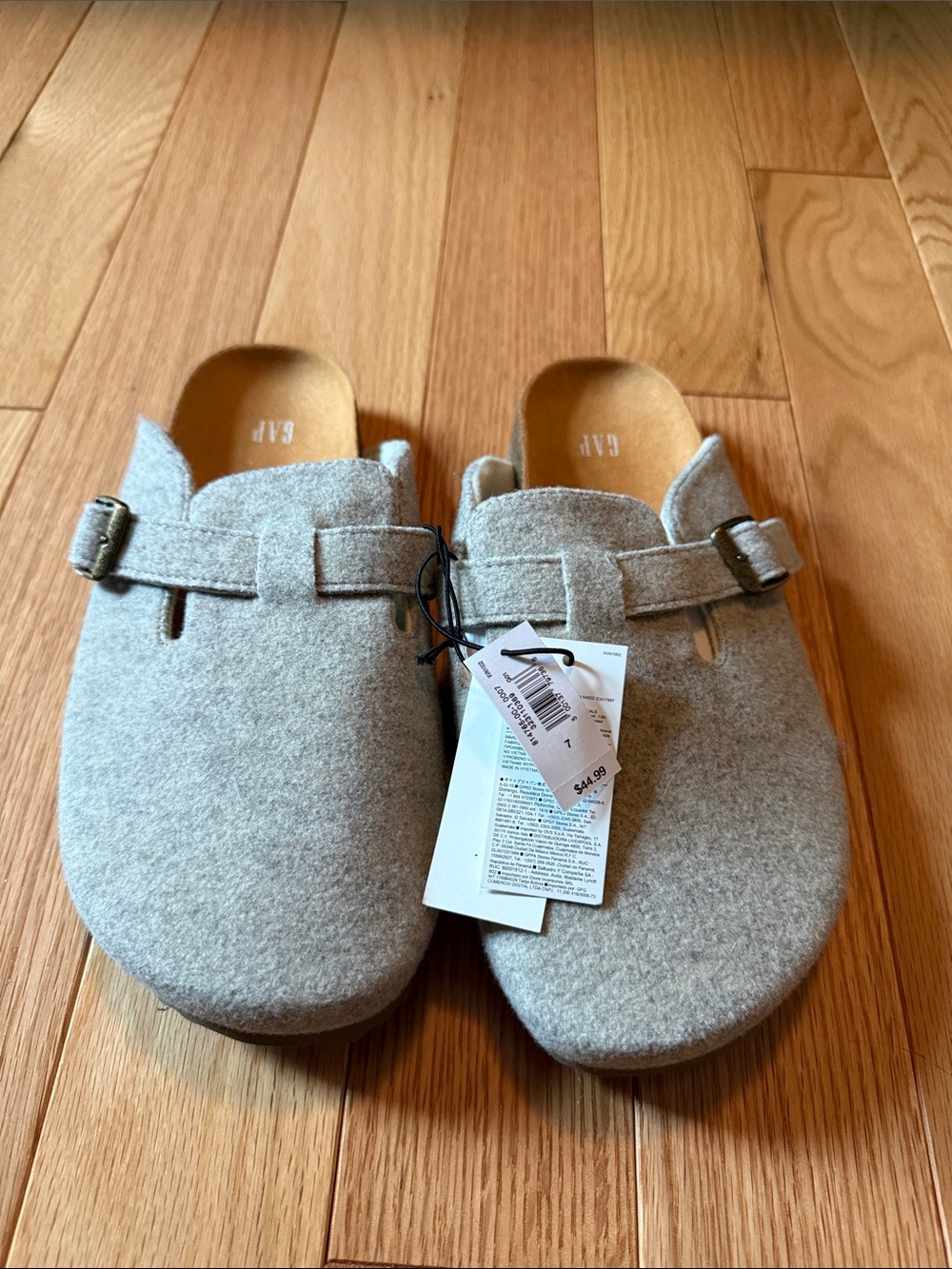 GAP Light Gray Wool-Feel Slip-On Mules with Buckle NWT
